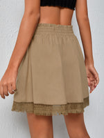 Contrast Lace Knot A-line Skirt