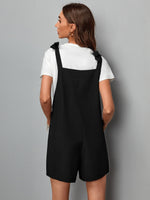 Knot Shoulder Dual Pockets Cami Romper Without Tee