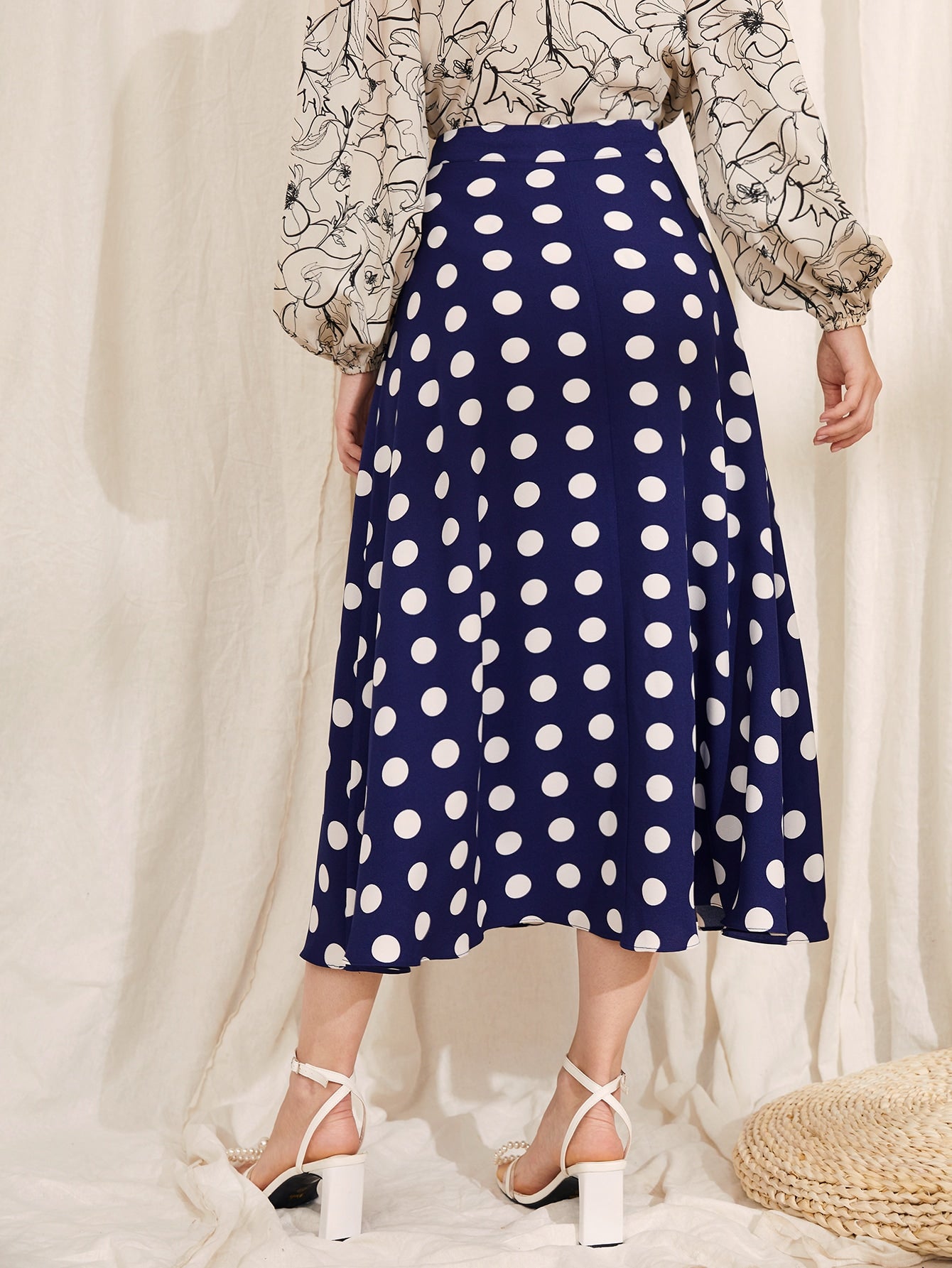 Polka Dot Print A-line Skirt