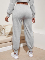 Solid Drawstring Waist Sweatpants