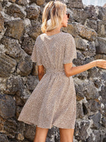 Allover Print Belted A-line Dress