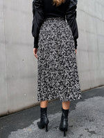 Ditsy Floral Print Paperbag Waist Split Thigh Skirt Without Belt