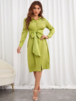 Tie Front Button Through Shirt Dress