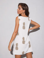 Pineapple Graphic Frill Trim Tunic Dress