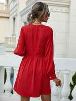 Plunging Neck Ruched Corset A-line Dress