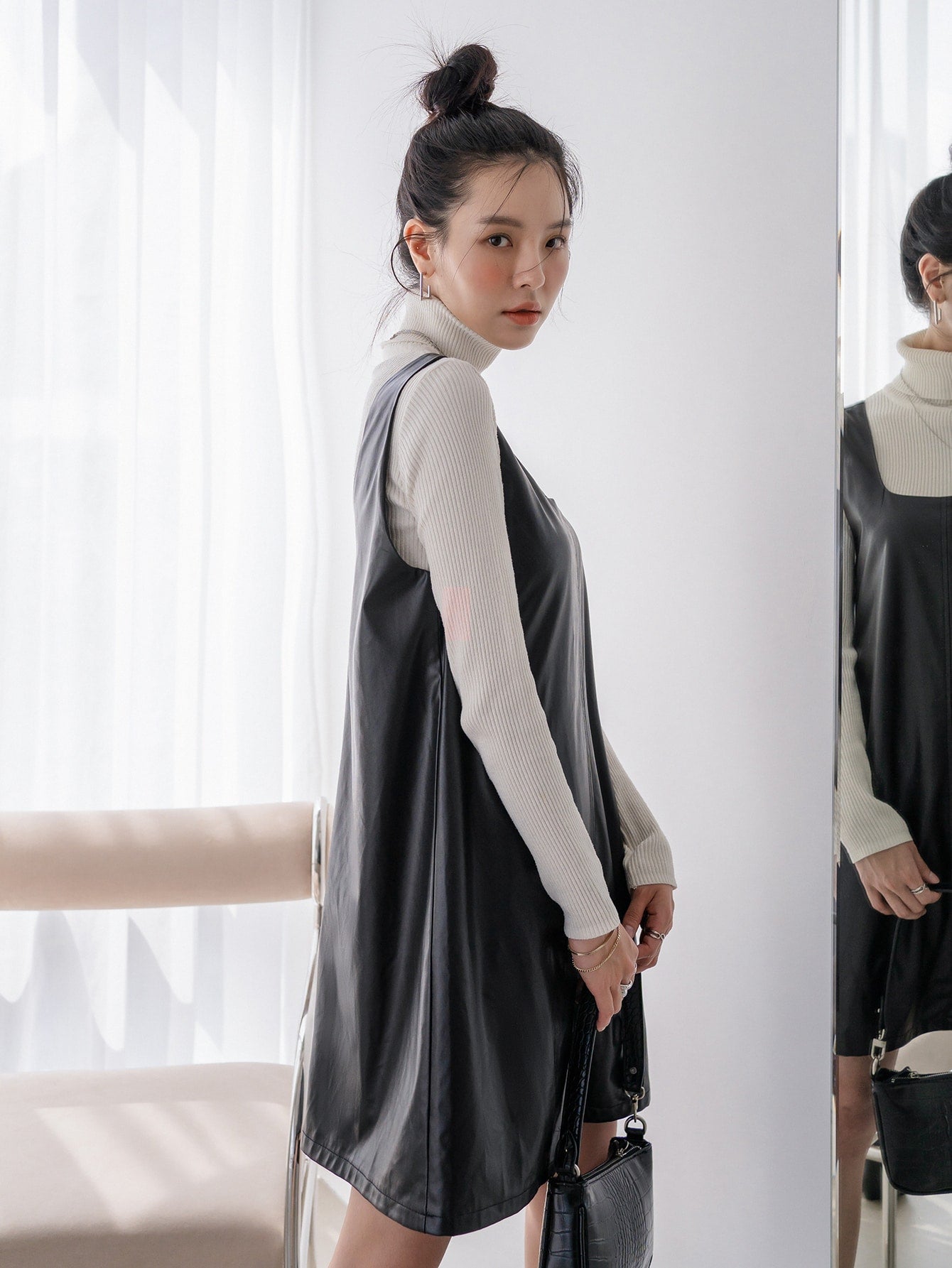 Solid Tunic Dress Without Sweater