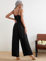 Drape Neck Belted Cami Jumpsuit