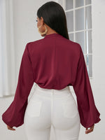 Cowl Neck Lantern Sleeve Bodysuit