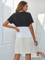 Colorblock Roll Sleeve Dress