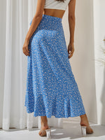 SBetro Ditsy Floral Print Knot Side Ruffle Asymmetrical Hem Skirt