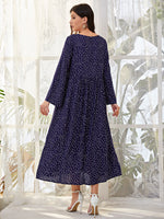 Polka Dot Print Guipure Lace Appliques Dress