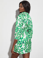 Allover Print Button Up Shirt Dress