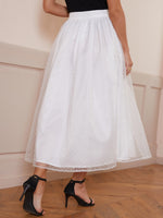 Dobby Mesh Overlay Solid Skirt
