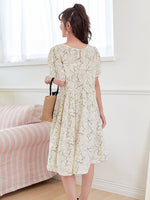 Allover Plants Print Smock Dress
