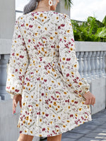 Floral Print Belted Pleated Hem A-line Dress