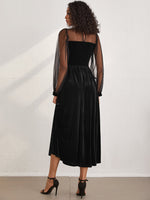 Mesh Panel Keyhole Back A-line Dress