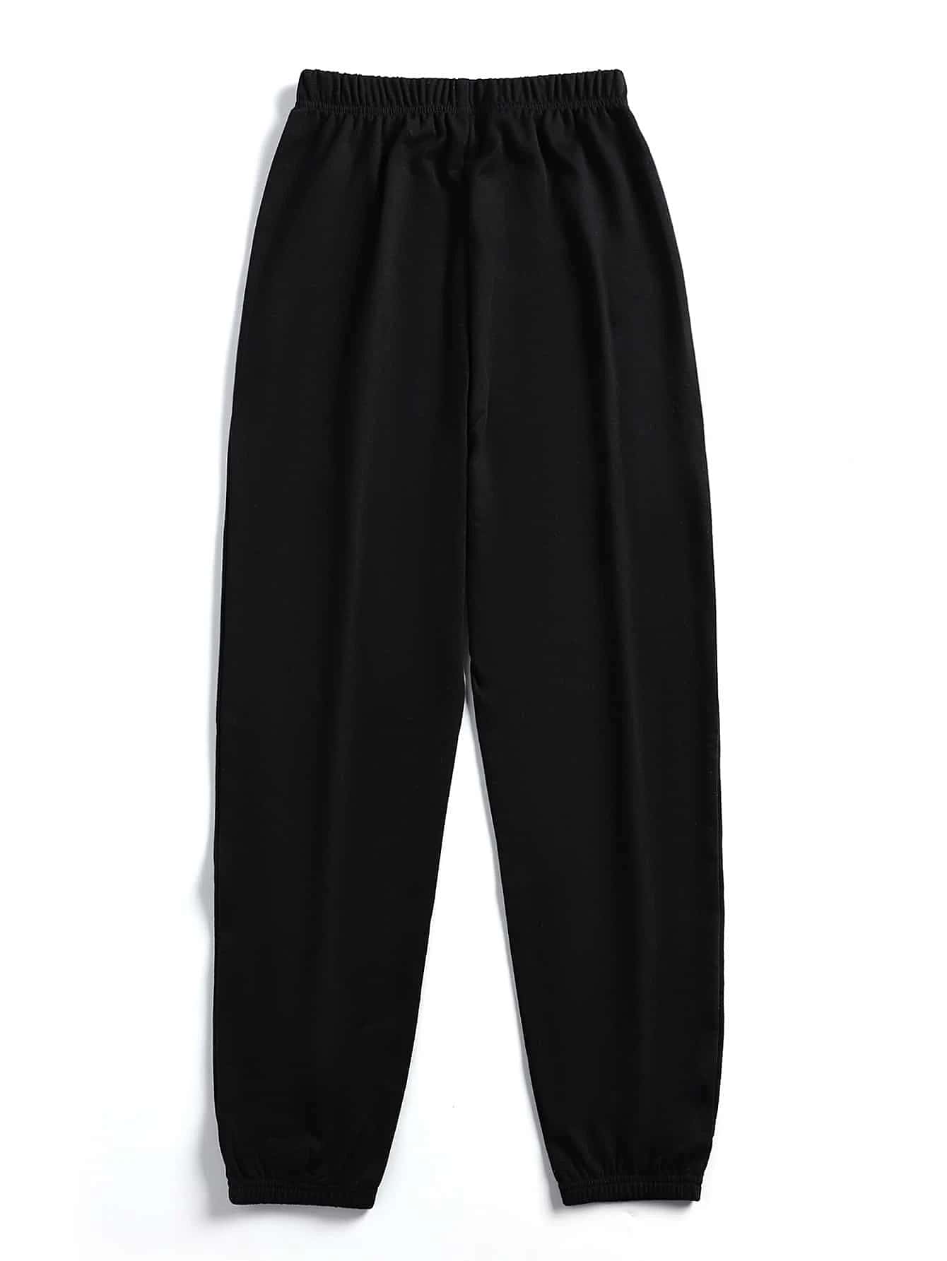 Skeleton & Letter Graphic Elastic Waist Sweatpants