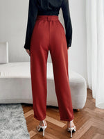 High Waist Fold Pleated Buckled Belted Pants