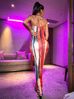 Brush Print Tube Dress