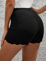 High Waist Scallop Trim Biker Shorts