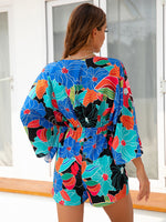 All Over Floral Print Wrap Detail V Neck Jumpsuit