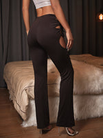 Cut Out Lace Up Straight Leg Pants