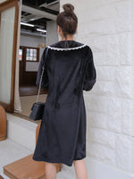 Lace Insert Peter Pan Collar Button Up Dress