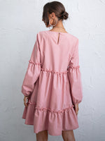 Lantern Sleeve Frill Detail Flare Dress