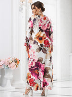 Plus Floral Print Round Neck Maxi Dress