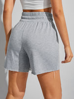 Drawstring Waist Frayed Hem Shorts