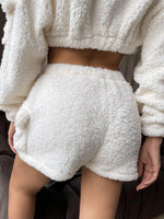Elastic Waist Flap Pocket Teddy Shorts