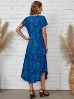 Floral Print Hidden Pocket Curved Hem Tee Dress