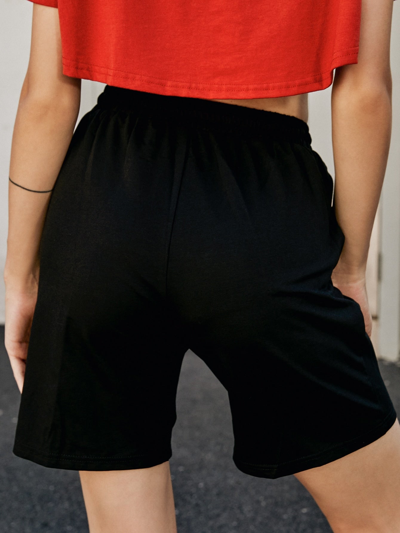 Solid Drawstring Shorts