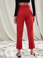 Solid Slant Pocket Tailored Pants