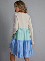 Round Neck Color Block Smock Dress