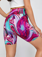 Marble Print High Waist Biker Shorts