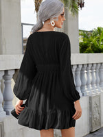 Lantern Sleeve Ruffle Hem Dress