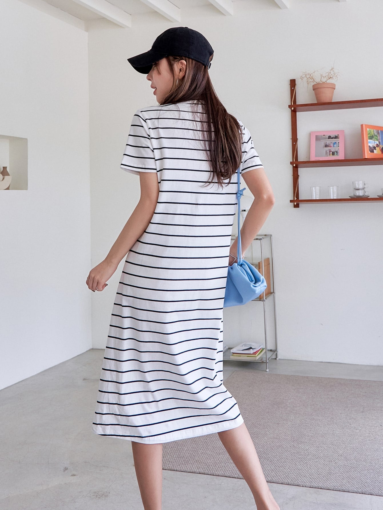 Striped Twist Front Tee Dress