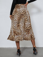 Leopard Print Ruffle Trim Wrap Skirt