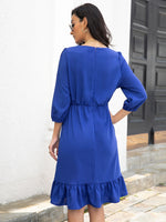 Tie Front Flounce Hem Dress