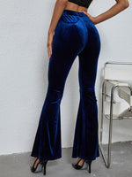 High Waist Velvet Flare Leg Pants