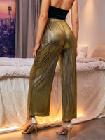 Elastic Waist Wide Leg Pants Without Belt