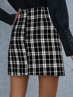 Plaid High Waist Mini Tweed Skirt