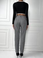 Gingham Print Tweed Pants