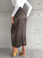 High Waist Leopard Wrap Knot Side Skirt