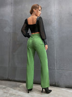 High Waist Single Breasted Corduroy Pants