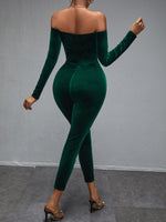 Bardot Tie Front Velvet Unitard Jumpsuit