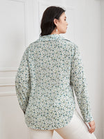 Plus Ditsy Floral Button Front Blouse