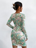 Paisley & Floral Print Crisscross Bodycon Dress