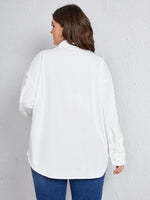 Plus Drop Shoulder Corduroy Blouse